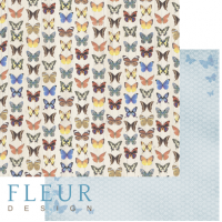 Лист двусторонн бумаги Бабочки, коллекция Летний сад, 30х30, плотность 190 гр, FD1004310